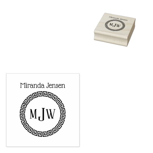Griekse code S 3 Initiaal + Naam Monogram Rubberst Rubberstempel (Gestempeld)