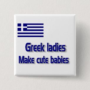 Griekse dames maken schattige baby's vierkante button 5,1 cm