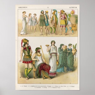 Griekse dress uit 'Trachten der Voelker', 1864 Poster