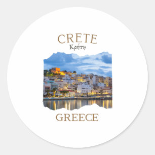 Griekse eiland Kreta Griekenland met Rethimno Town Ronde Sticker