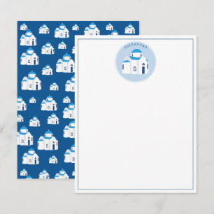 Griekse eiland Santorini Blauwe Koepelkerk Monogra Notitiekaartje