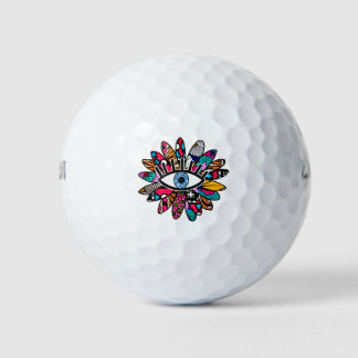 Griekse Evil Eye Levendige Bloem Golfballen