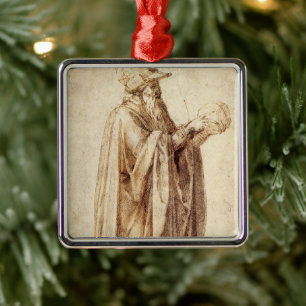 Griekse filosoof met menselijke schedel door Miche Metalen Ornament