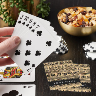 Griekse Fret, Gemengde Meander Sleutel, Bruin, Uw  Pokerkaarten