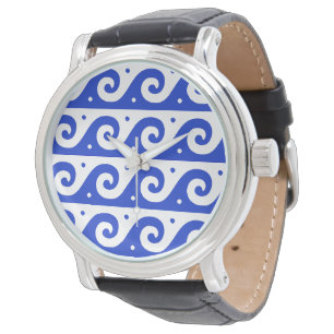 Griekse Fret, Mediterraan Golfpatroon, Blauw Horloge