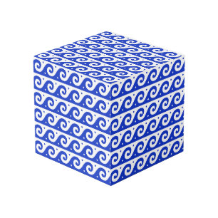 Griekse fret, mediterraan golfpatroon, blauw kubus