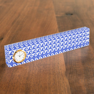 Griekse Fret, Mediterraan Golfpatroon, Blauw Naambordje