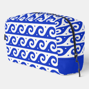 Griekse fret, mediterraan golfpatroon, blauw toilettasje