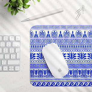 Griekse fret, mediterraan patroon, blauw muismat