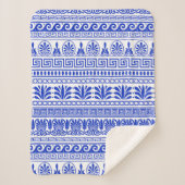 Griekse fret, mediterraan patroon, blauw sherpa deken (Voorkant)