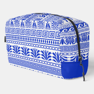 Griekse fret, mediterraan patroon, blauw toilettasje