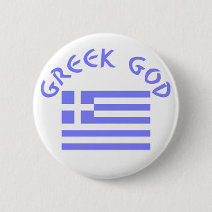Griekse God Vlag van Griekenland Ronde Button 5,7 Cm