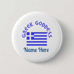 Griekse Godin en Vlag van Griekenland Persoonlijk Ronde Button 5,7 Cm