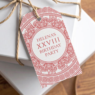 Griekse godin verjaardagsfeestje roze cadeaulabel
