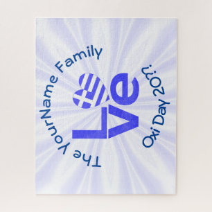 Griekse Hart Vlag Blauw LIEFDE Gepersonaliseerd Legpuzzel