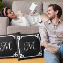 Griekse hoofdgrens voor zwart-wit monogram