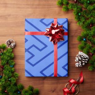 Griekse inspiratie geometrische lijnen blauw patro cadeaupapier