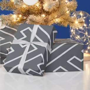 Griekse inspiratie geometrische lijnen zilver grij cadeaupapier