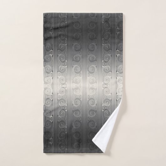 Griekse Ionische zuil Scroll en Lijn Ombre Grijs Bad Handdoek (Handdoek)