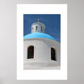 Griekse kerk in Santorini Poster