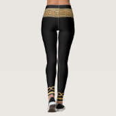 Griekse Key Basic Gold op Black Athletic Leggings (Achterkant)
