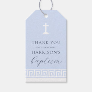Griekse Key Blauwe Doop Dank u Cadeaulabel
