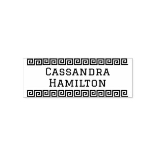 Griekse Key Border Enkele of Koppel Alleen Naam 2  Zelfinktende Stempel