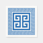 Griekse Key Patroon Blauw en wit papier servetten (Voorkant)