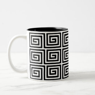 Griekse Key Pattern Keukenhanddoeken Tweekleurige Koffiemok