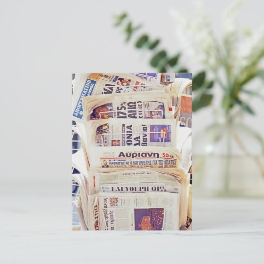Griekse kranten briefkaart (Staand voorkant)