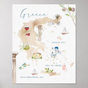 Griekse landelijke toeristische kaart poster