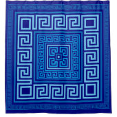 Griekse mander - Griekse sleutel - blauwe schaduwe Douchegordijn (Voorkant)