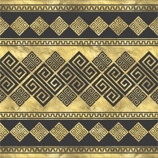 Griekse mander - Griekse sleutel zwart en goud Sticker (Voorkant)