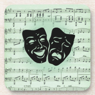 Griekse maskers voor groene muziek en bioscoop bier onderzetter