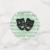 Griekse maskers voor groene muziek en bioscoop confetti (Kleine voorkant)