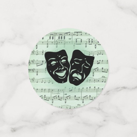 Griekse maskers voor groene muziek en bioscoop confetti (Kleine voorkant)