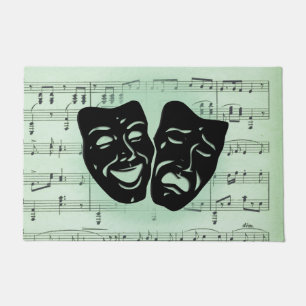 Griekse maskers voor groene muziek en bioscoop deurmat