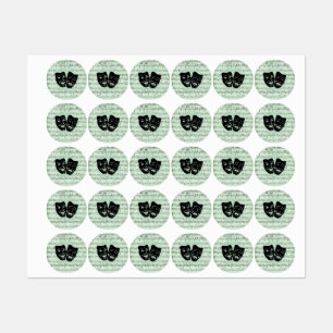 Griekse maskers voor groene muziek en bioscoop labels