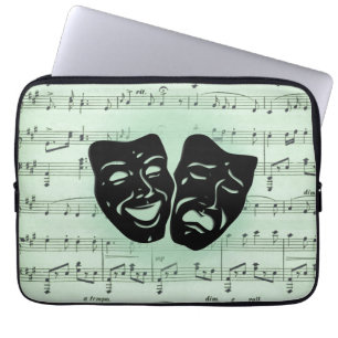 Griekse maskers voor groene muziek en bioscoop laptop sleeve