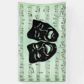 Griekse maskers voor groene muziek en bioscoop spandoek (Verticaal)