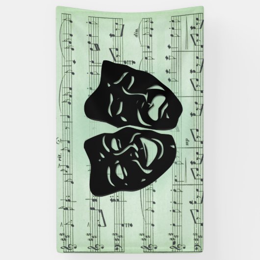 Griekse maskers voor groene muziek en bioscoop spandoek (Verticaal)