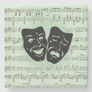 Griekse maskers voor groene muziek en bioscoop stenen onderzetter