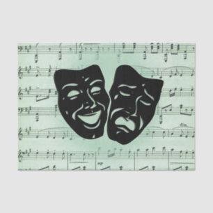 Griekse maskers voor groene muziek en bioscoop tissuepapier