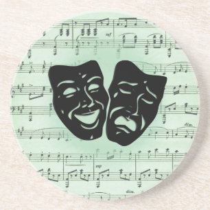 Griekse maskers voor groene muziek en bioscoop zandsteen onderzetter