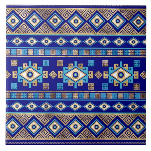 Griekse Meander Key en boze oog Tegeltje (Voorkant)