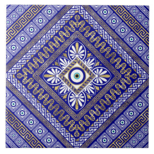 Griekse Meander Key en boze Oogversier Tegeltje