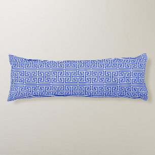 Griekse Meander Key Square H Patroon Blauw Lichaamskussen