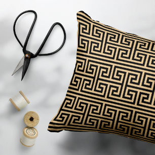 Griekse Meander Key Square H Patroon Bruin Accent Kussen