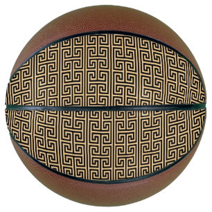 Griekse Meander Key Square H Patroon Bruin Basketbal