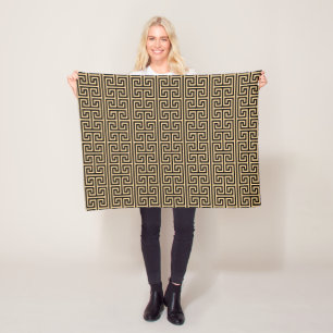Griekse Meander Key Square H Patroon Bruin Fleece Deken
